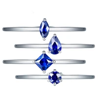 elegant ring silver jewelry with sapphire gemstone open finger rings for girl women wedding party gifts accessories wholesale