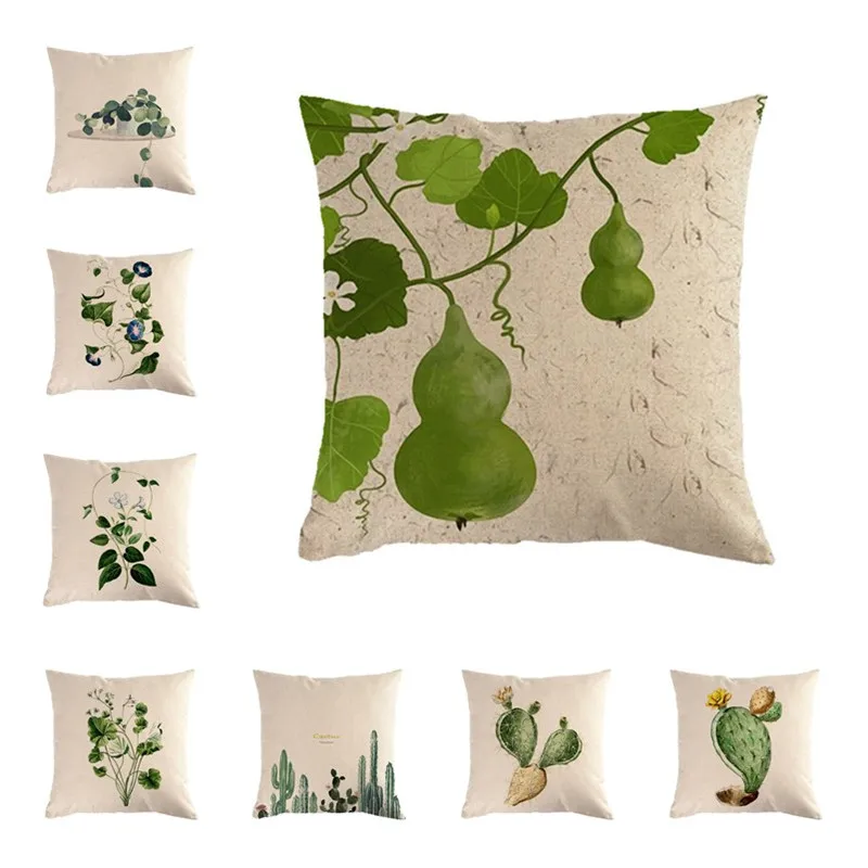 

45*45cm Cushion Cover Plantr Gourd Linen/cotton Cactus Design Pillow Case Home Decorative Pillow Cover Seat Pillow Case