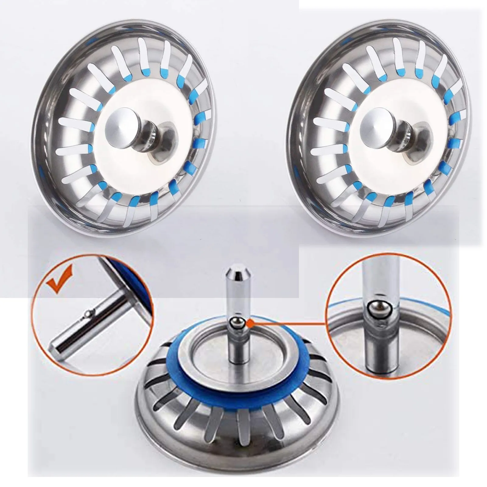 

Stainless Steel Kitchen Sink Stopper Universal Basket Filter For Offset Sink Stainless Steel Hair Catchers Floor Filter Stopper