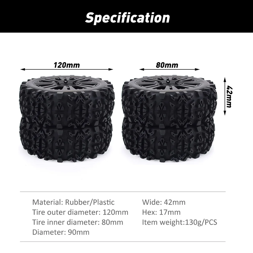 

4PCS/2PCS 17mm Hub Wheel Rim & Tires Tyre for 1/8 Off-Road RC Car Buggy Redcat Team Losi VRX HPI Kyosho HSP Carson Hobao