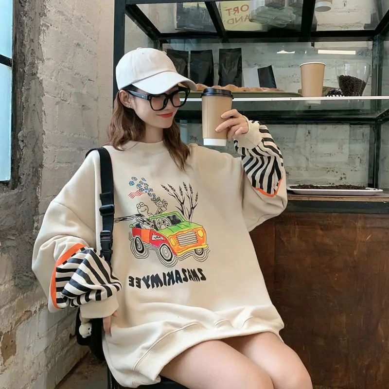 

Women Hoodies Autumn Long Sleeve Cute Print Casual Loose Plus Size Sweatshirts Tops Sweet Pullover A02