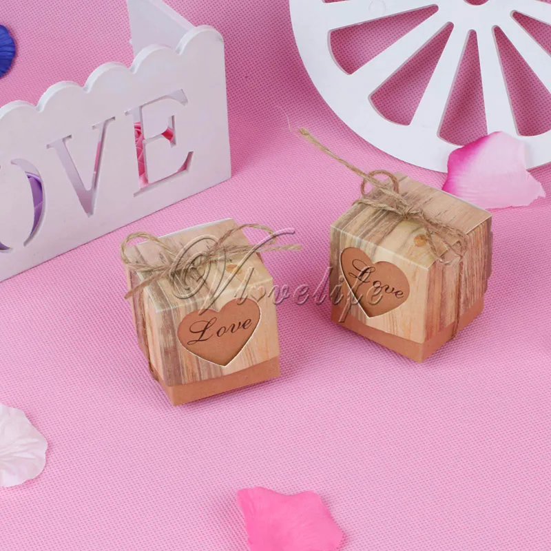 10 шт./лот Подарочная коробка для свадебных конфет крафт-подарочная с мешковиной