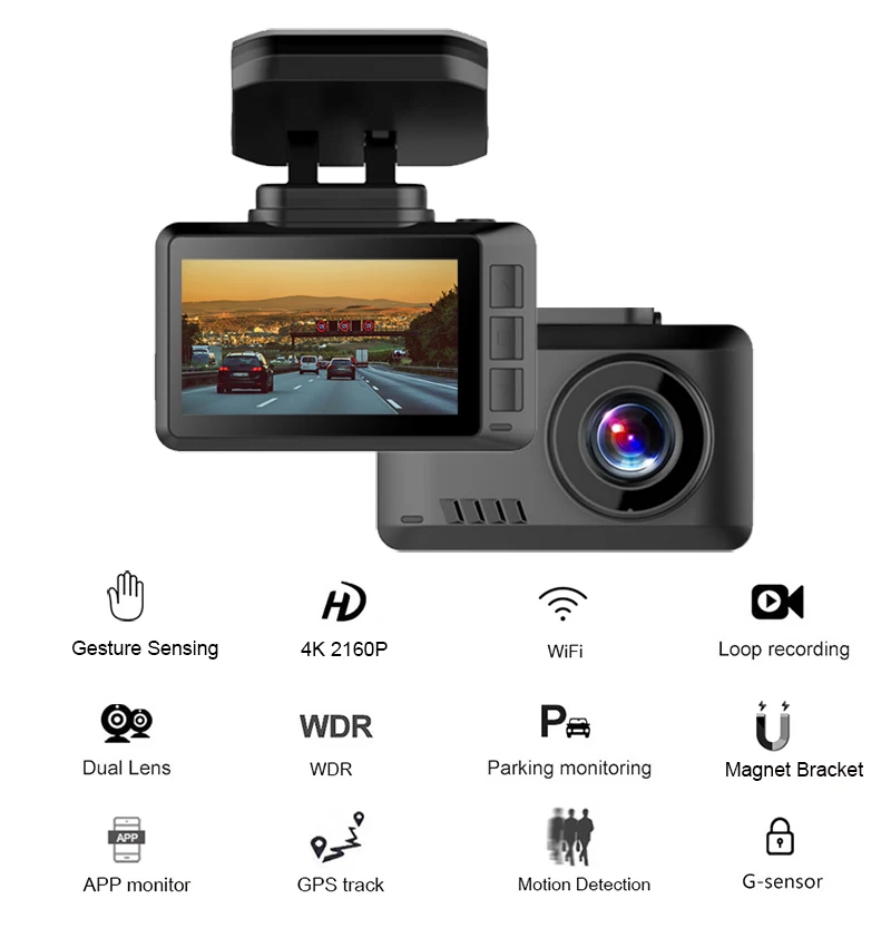 Anfilite HD 4K Автомобильный видеорегистратор с Wi Fi датчиком Sony 2160P ночная версия