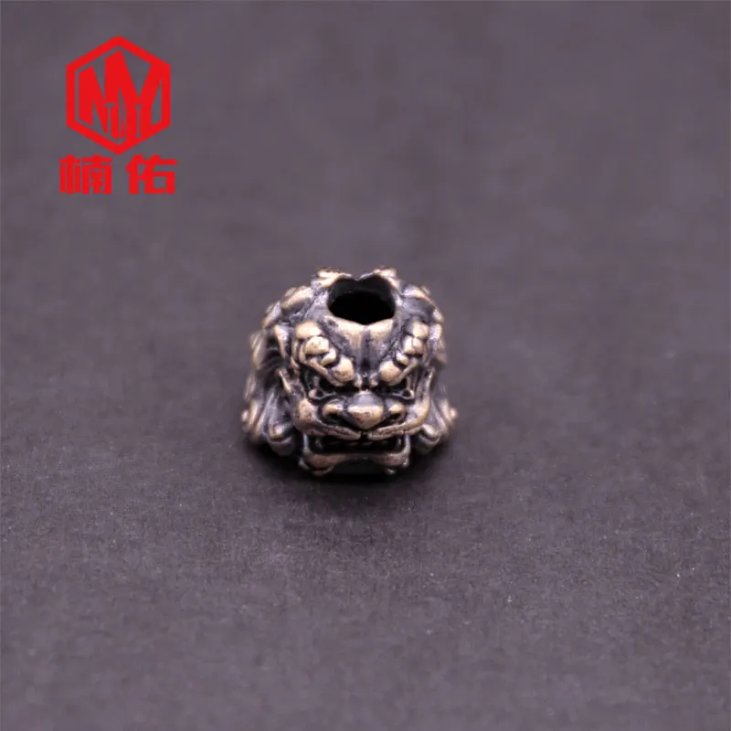 

1PC Chinese Lion Dance White Copper Retro Brass Copper Oxide EDC Paracord Beads Umbrella Rope Cord Lanyard Pendants Knife Beads