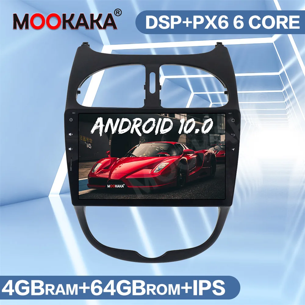 Автомагнитола для Peugeot 206 2000-2016 Android 10 0 64 ГБ мультимедийный плеер GPS-навигация