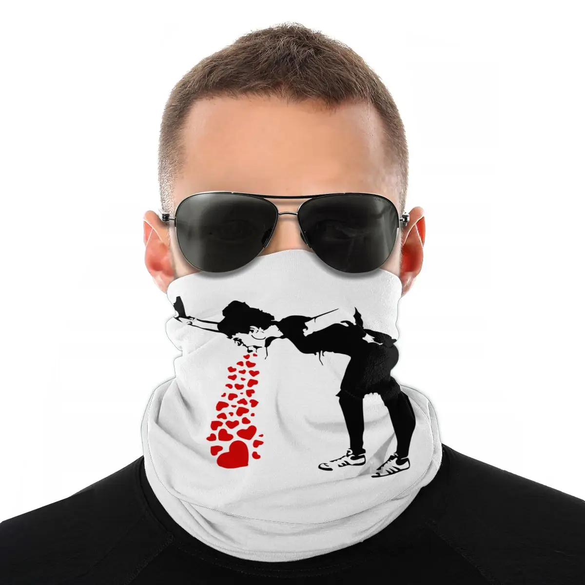 

Lovesick Banksy Street Artwork Grafitti Scarf Neck Face Mask Unisex Halloween mask Balaclava Bandanas Polyester Headwear Hiking