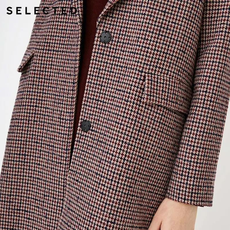 Женское шерстяное пальто с отворотами в ломаную клетку Размеры S | 418427513|