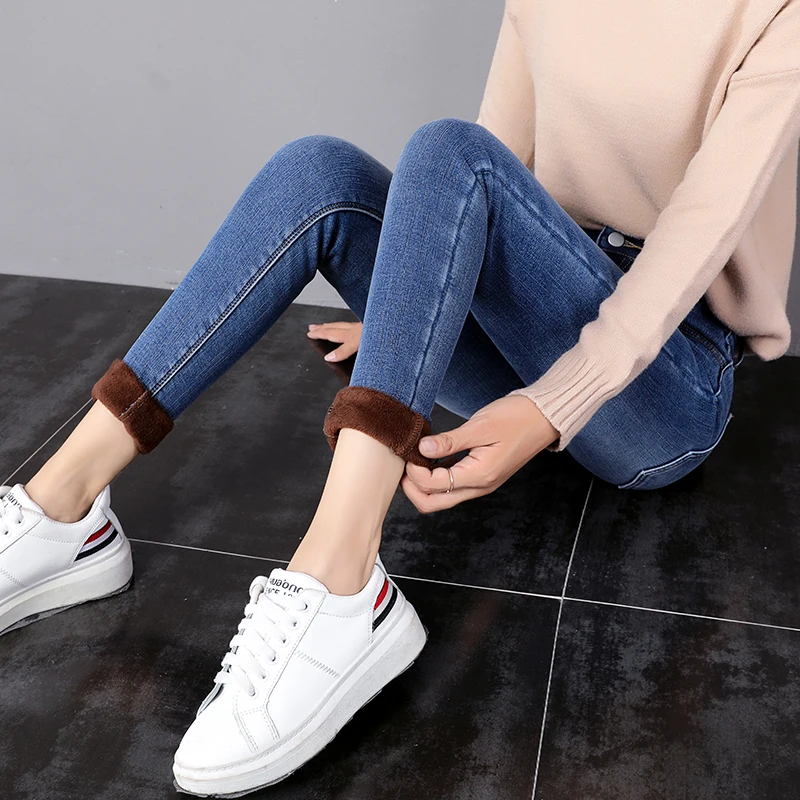 Женские джинсы с высокой талией и вельветовые 2019 новые тонкие толстые теплые