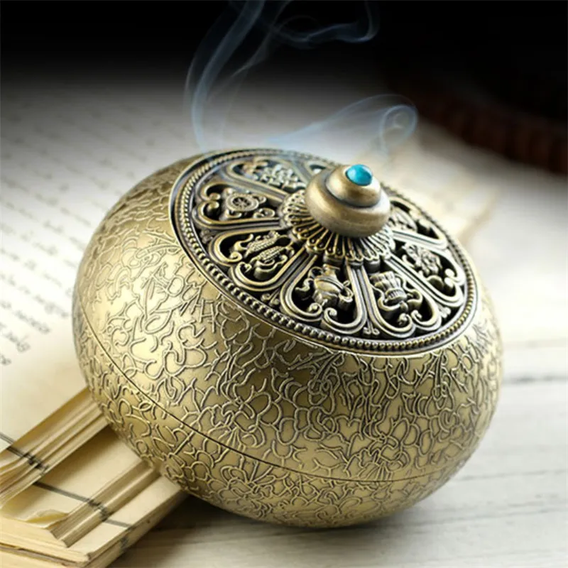 Сплав ретро полая курильница спираль сандаловое дерево кадило под старину