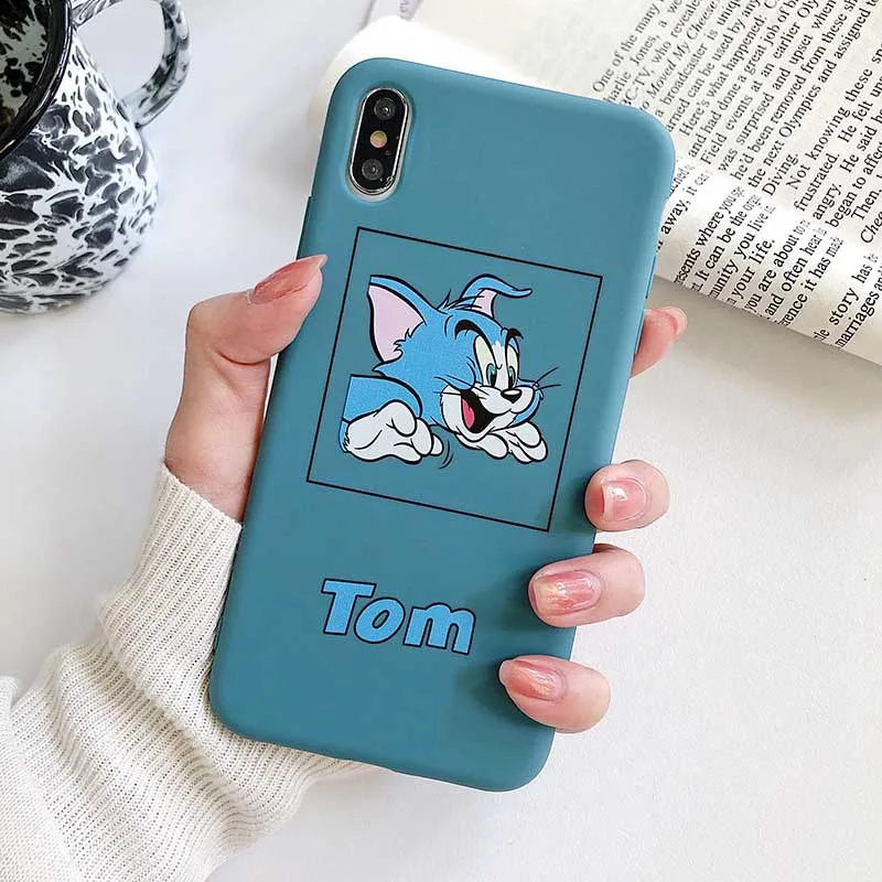 Забавный чехол для телефона Tom Jerry для iPhone 11Pro X XS Max XR 6 6S 7 8 Plus, мягкий силиконовый защитный чехол из ТПУ с милым мультяшным котом Маусом