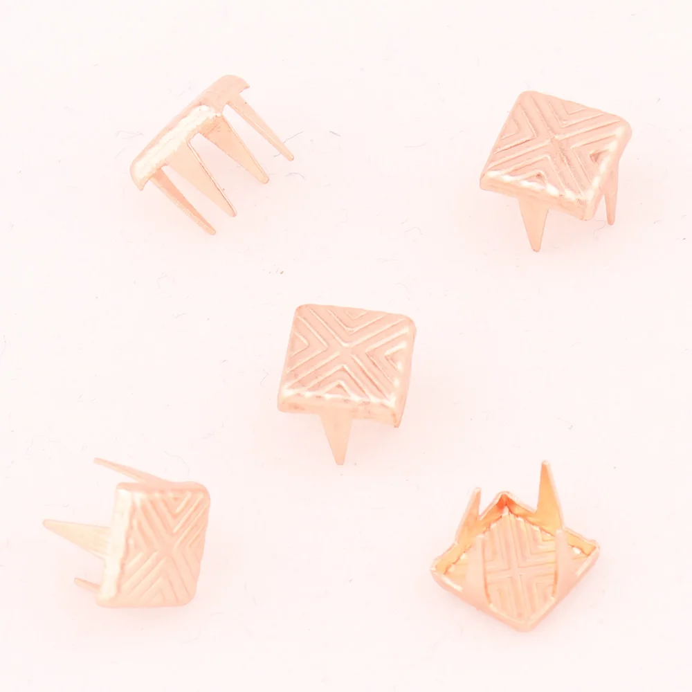 7mm Rose gold Square Spikes Garment Rivets for Clothing Four claw metal studs and clothies Handmade Accessories DIY | Дом и сад