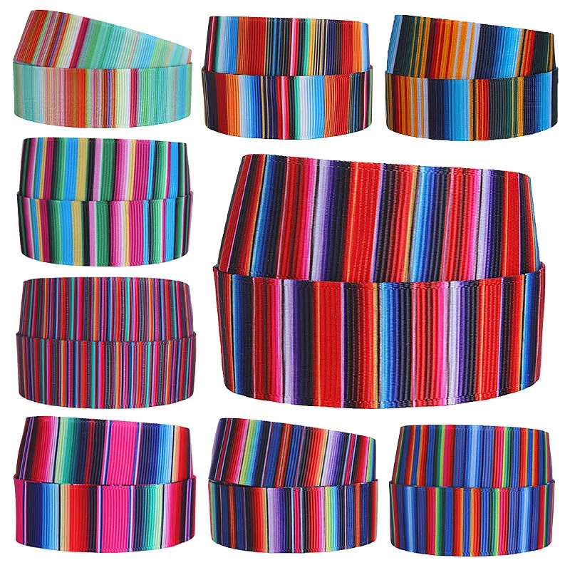 

Rainbow Stripe fPrinting Grosgrain Ribbon 10yards for DIY Hair Bow Party Holiday Decoration