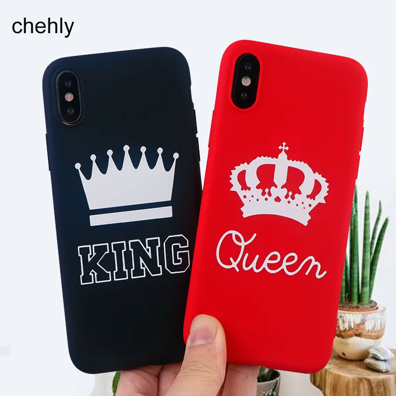Милый чехол для телефона с короной Iphone 6s 7 8 11 Plus Pro X XS Max XR King Queen Solf силиконовый