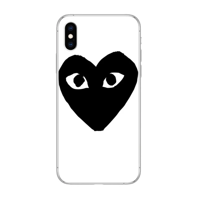 

Luxury For iPhone 7 8 Plus PLAY CDG Case Soft TPU Back comme des garcons Cover case for Apple iphone 11 12 Pro XR XS MAX