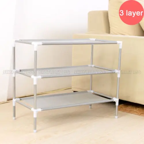 

Simple Assembly 3 Tiers Non-woven Fabric Shoe Rack Gray WWO66