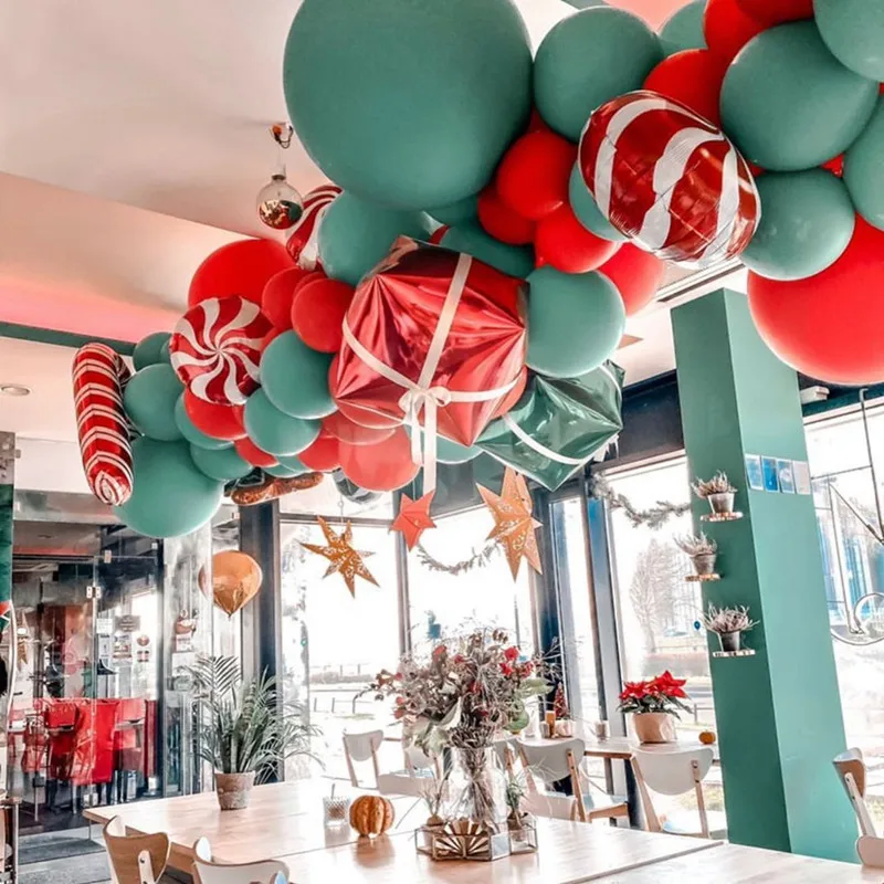 Новый красный зеленый латексный шар Рождество Санта Клаус Алюминиевая Пленка