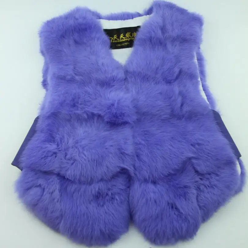 purple Жилет с натуральным кроличьим мехом детские куртки для девочек, новинка года, пальто из клееного меха для мальчиков жилеты с натуральным мехом Куртка Modis, верхняя одежда, Y2040 - Цвет: purple