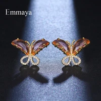 emmaya new fashion charming zirconia earring for women simplicity style butterfly shape fascinating design modern jewelry
