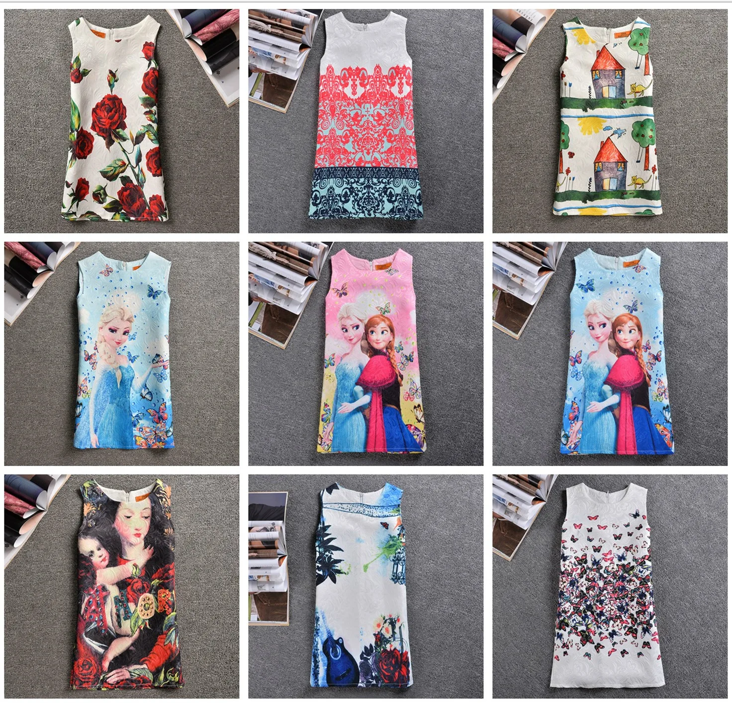 Детское коктейльное платье с принтом BacklakeGirls без рукавов круглым вырезом Мини