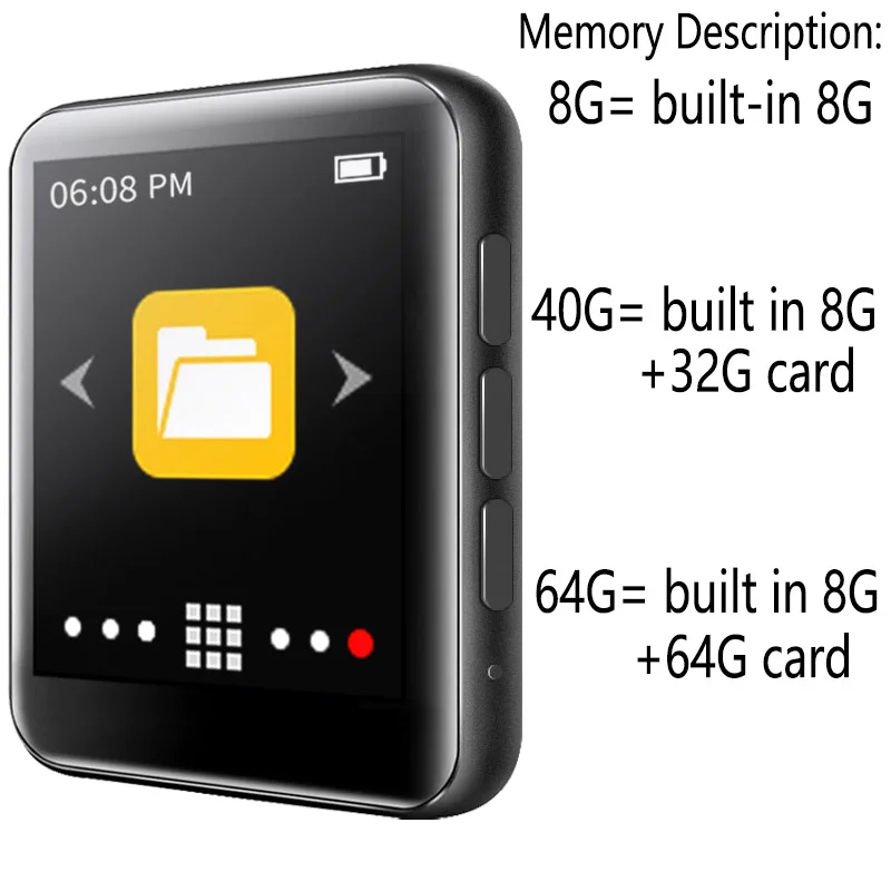 Мини mp3 плеер Ruizu M4 с Bluetooth и встроенным динамиком полносенсорный экран