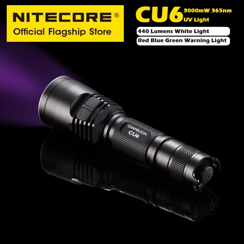 NIRECORE CU6 3000mw Ultraviolet UV Flashlight 365nm Military Search Hunting Tactical Flashlights LED 5 Light Sources Troch Light