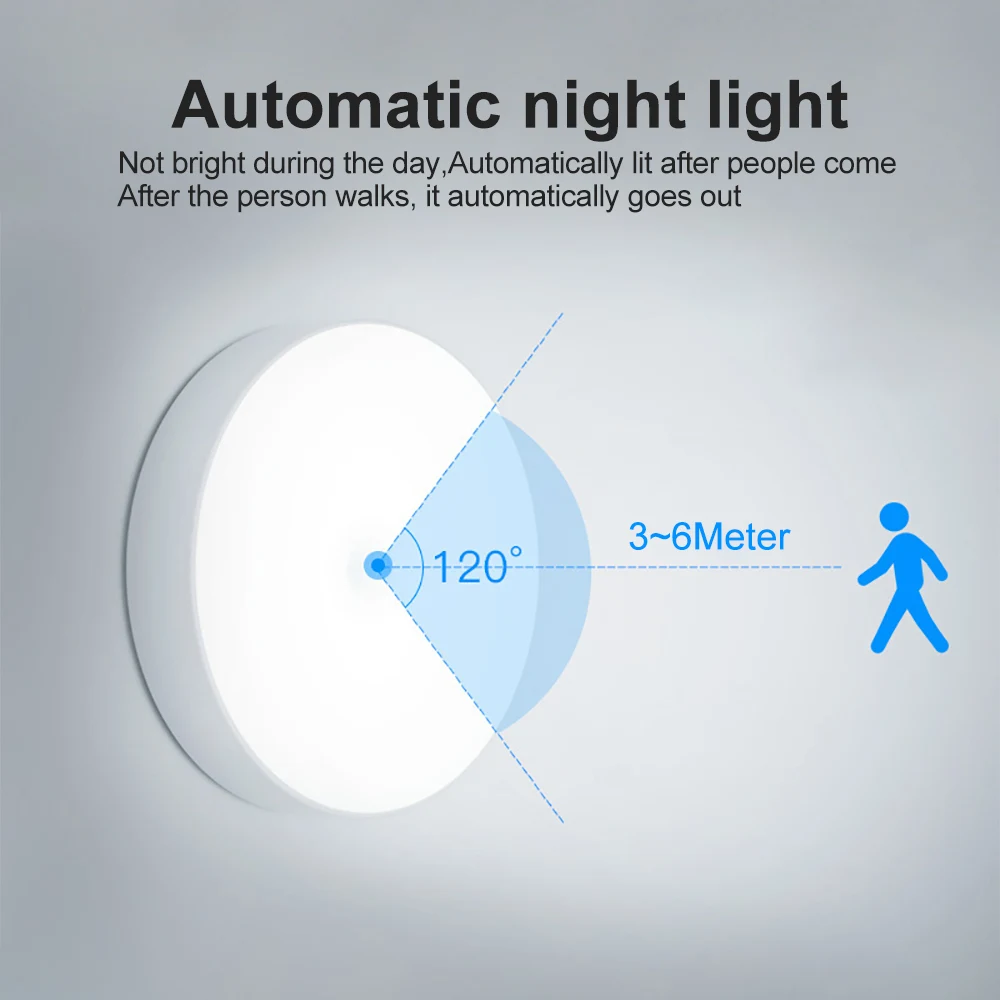 6 LED PIR Motion Sensor Night Light Auto On/Off for Bedroom Cabinet Wireless USB Rechargeable Warm White/White New | Лампы и освещение