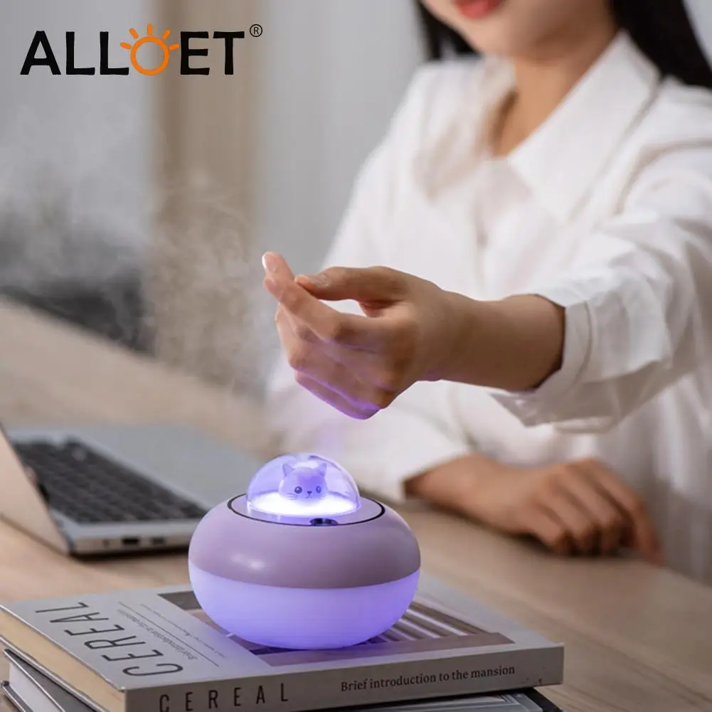 

Cute Cat Night Light Air Humidifier Mini Silent Ultrasonic Aroma Essential Oil Diffuser Large Capacity Air Purifier