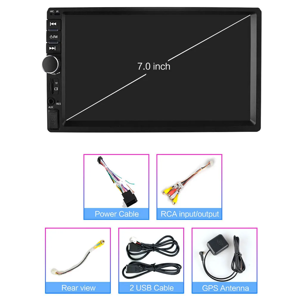 Автомагнитола 2 Гб ОЗУ сенсорный экран 7 дюймов 2din Android 8 1 GPS Wi Fi Bluetooth USB SD