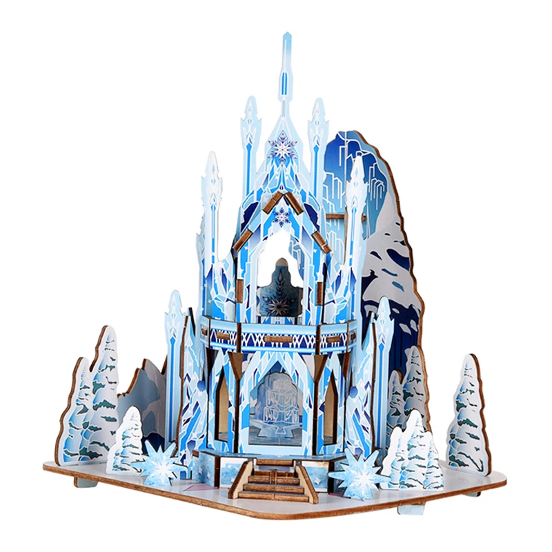 

3D Wooden Puzzle DIY Ice Castle house model Puzzles Handmade Wooden Stickers Children Education Toys for kids building model toy