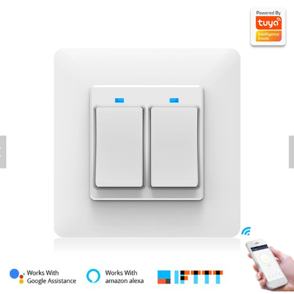 Two-button type Wi-Fi умный переключатель Домашний Светильник кнопочный переключатель умный жизнь приложение дистанционное управление работает с Alexa Google Home для голосового управления - Цвет: Two-button type