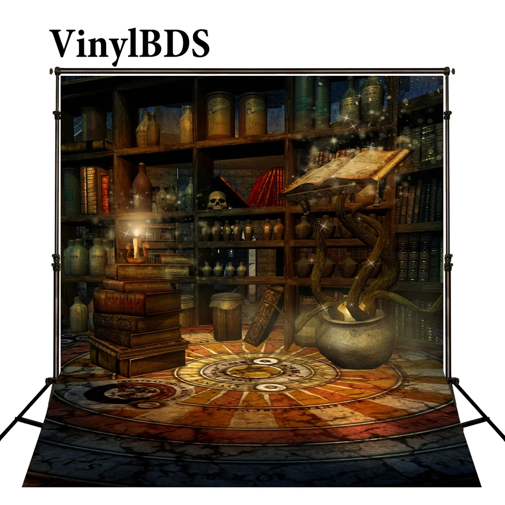 

VinylBDS 5x7ft Хэллоуин фон школьный книжный шкаф детский фон-книжная полка Hintergrund Fotografie новорожденный Haus для фотостудии