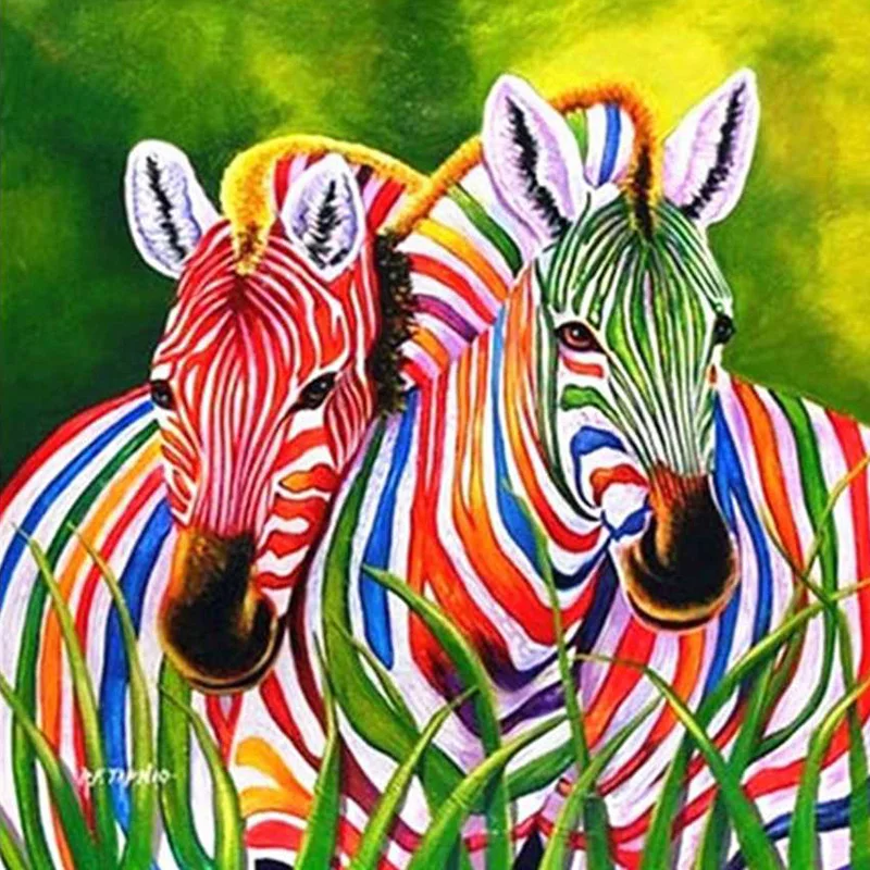 Разноцветные зебры картина