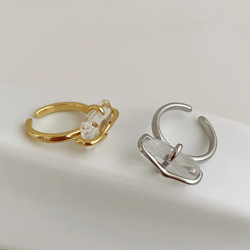 

ALLNEWME Exquisite Gold Silver Colour Hollow Round Open Rings for Women Ladies Sparkly Crystal Charm Rings Plain Accessories