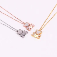 lovely little heart bear pendant necklace rose gold titanium steel jewelry woman gift not change color drop shipping