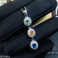 kjjeaxcmy fine jewelry 925 sterling silver inlaid natural colored sapphire classic female pendant necklace supports test fashion