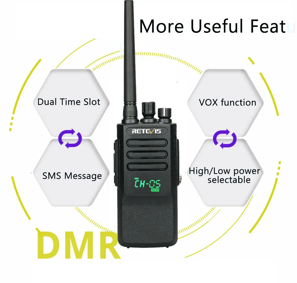 Retevis RT50 10 Вт портативная рация цифровой DMR радио IP67 водонепроницаемый UHF 400-470 МГц Двойное время цифровой/аналоговый радио