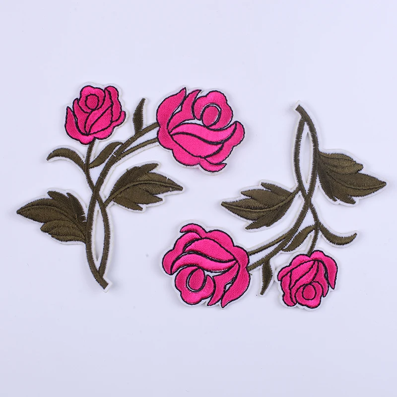 

2pcs Flower Embroidered Patches for Clothing Fusible Sewing Application Sew on Patch Diy Iron-on Applique Stripes on Clothes Set