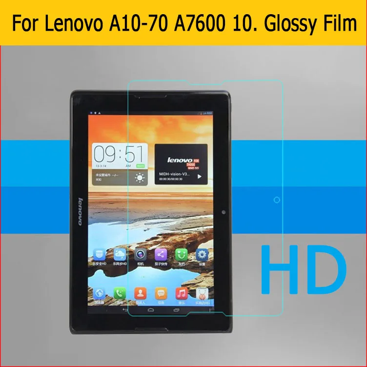 

HD lcd Clear Glossy screen protector film For Lenovo A10-70 A7600 10.1" tablet front HD Lcd covertop quality + clean cloth