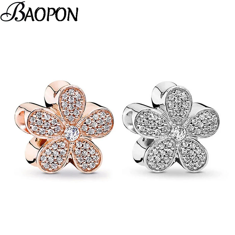 2 шт./лот серебро/розовое золото Шарм бусины в виде цветка подходит для