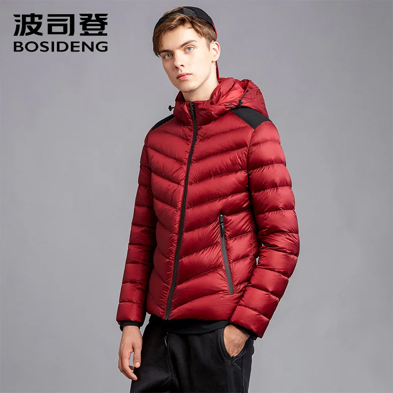 BOSIDENG Новое мужское толстое теплое зимнее 90% белое пальто с капюшоном