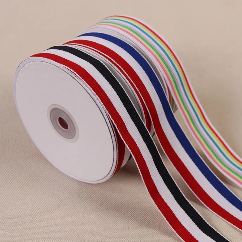 22 м/лот 25 мм черно белая лента в полоску Радужная распечатанная для