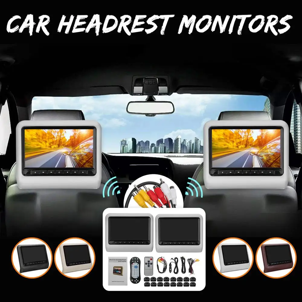 

9" car headrest DVD video multimedia player monitor entertainment with USB/SD,HDMI, Game,IR,FM transmitter,1PC DVD+1PC monitor