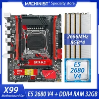 machinist x99 motherboard lga 2011 3 kit set combo with xeon e5 2680 v4 cpu processor 32gb48gddr4 ram memory nvme m 2 x99 rs9