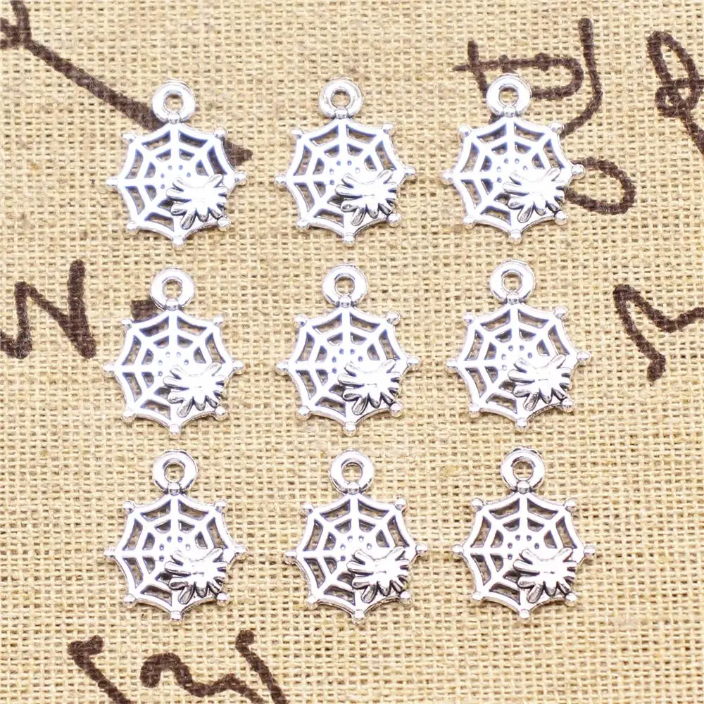 

Pendants Jewelry Making 20pcs 17x14mm Antique Silver Color Spider Charms