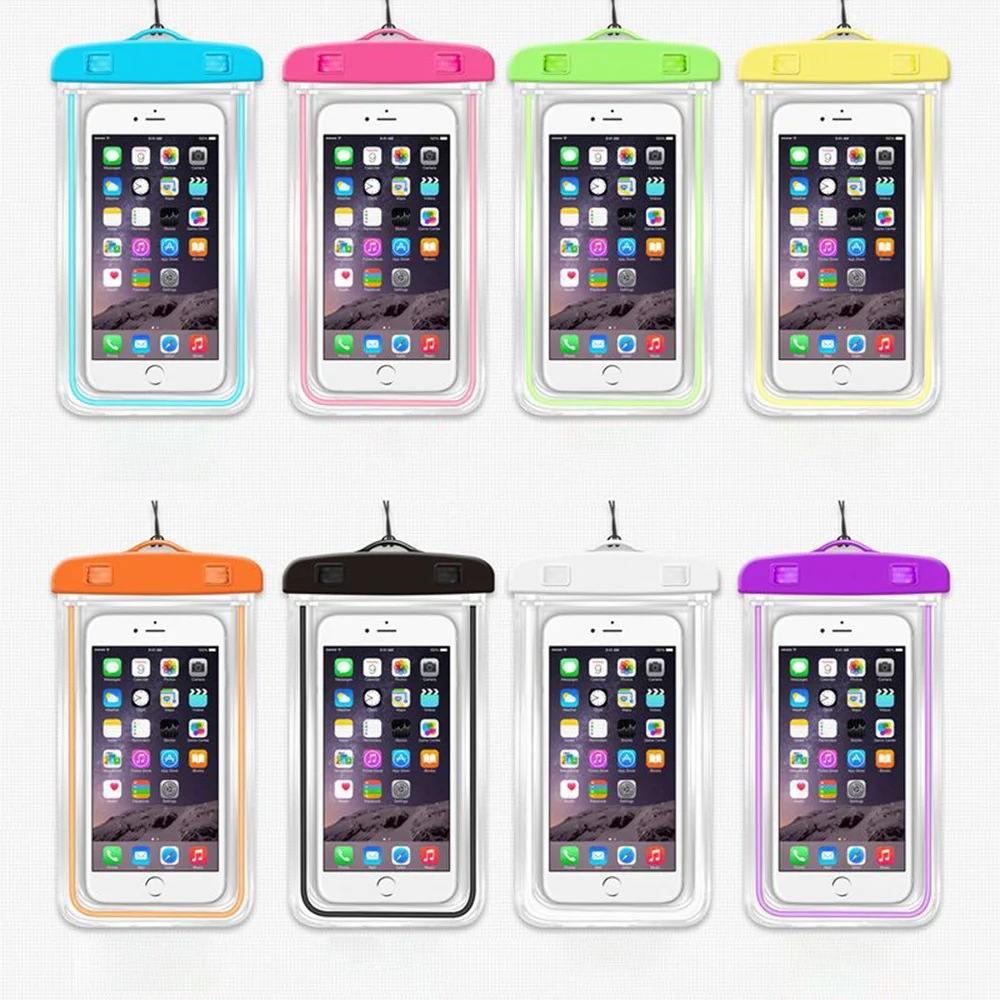 

3PCS Transparent Diving Swimming TPU Pouch Touch Sensitive Fluorescent Mobile Phone Waterproof Bags