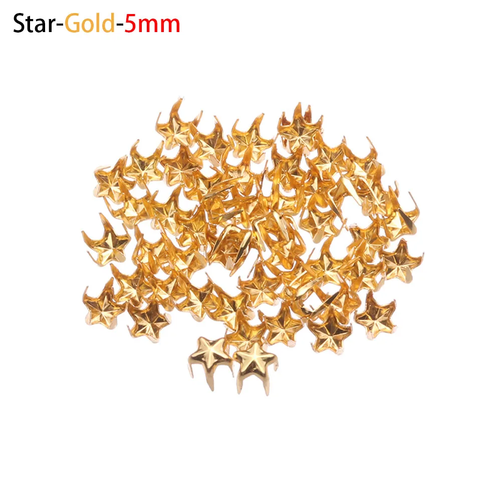 Star-gold-5mm 50 шт ультра-маленькие металлические пряжки для куклы, одежда для детей 4/5 мм супер мини Star/круглый Форма сумки пряжки ювелирные изделия DIY кукла кнопки аксессуары для куклы - Цвет: Star-gold-5mm
