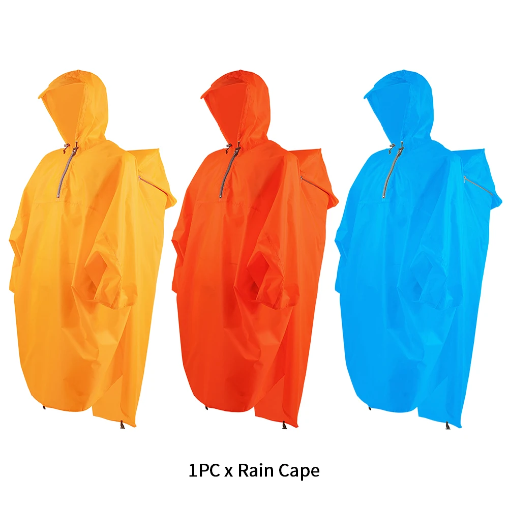 

Women Men Outdoor Sports Drawstring Portable Adjustable Hiking Backpack Cover Waterproof Reusable Rain Cape Raincoat Polyester