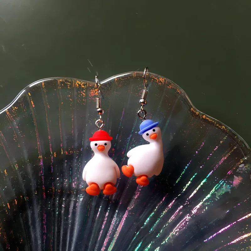 

2020 Trend Premium Animal Earrings Duck Funny Cute White Korean Fashion Punk Vintage Small Jewelry for Women