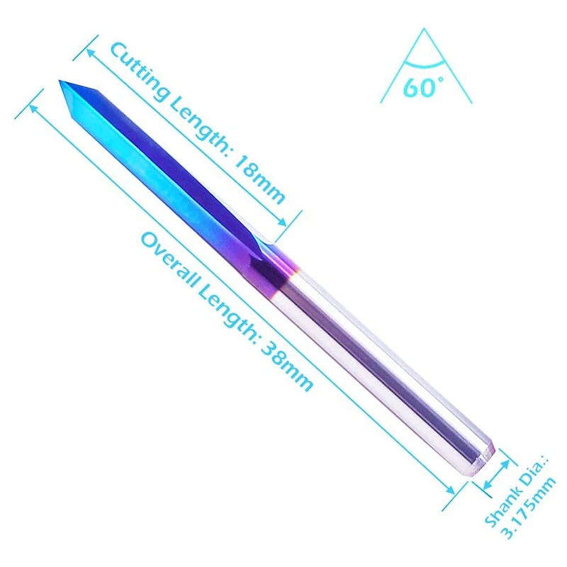 10 шт. прямые паз 60 градусов V Биты для гравировки биты 2-флейта 1/8 дюймов хвостовик 0