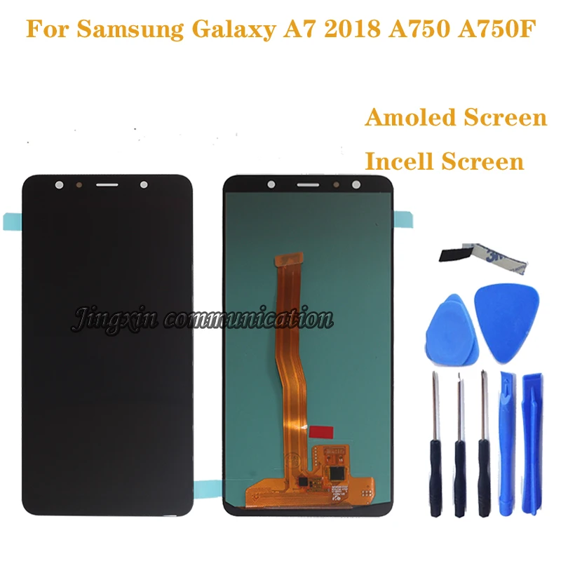 

Дисплей Amoled incell для Samsung Galaxy A7 2018 A750 A750F, ЖК-дисплей SM-A750F A750FN A750G, сенсорный экран с цифровым преобразователем в сборе